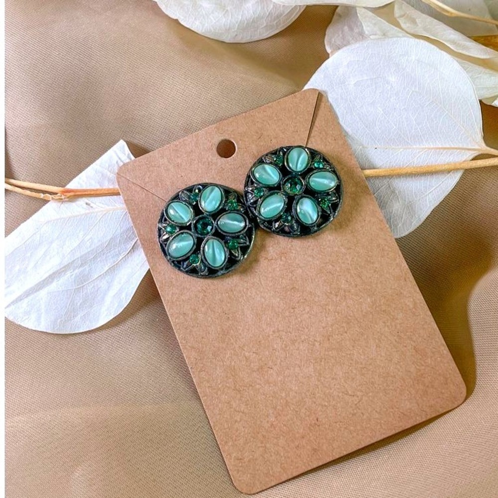 Antique Pale Green Glass Earrings